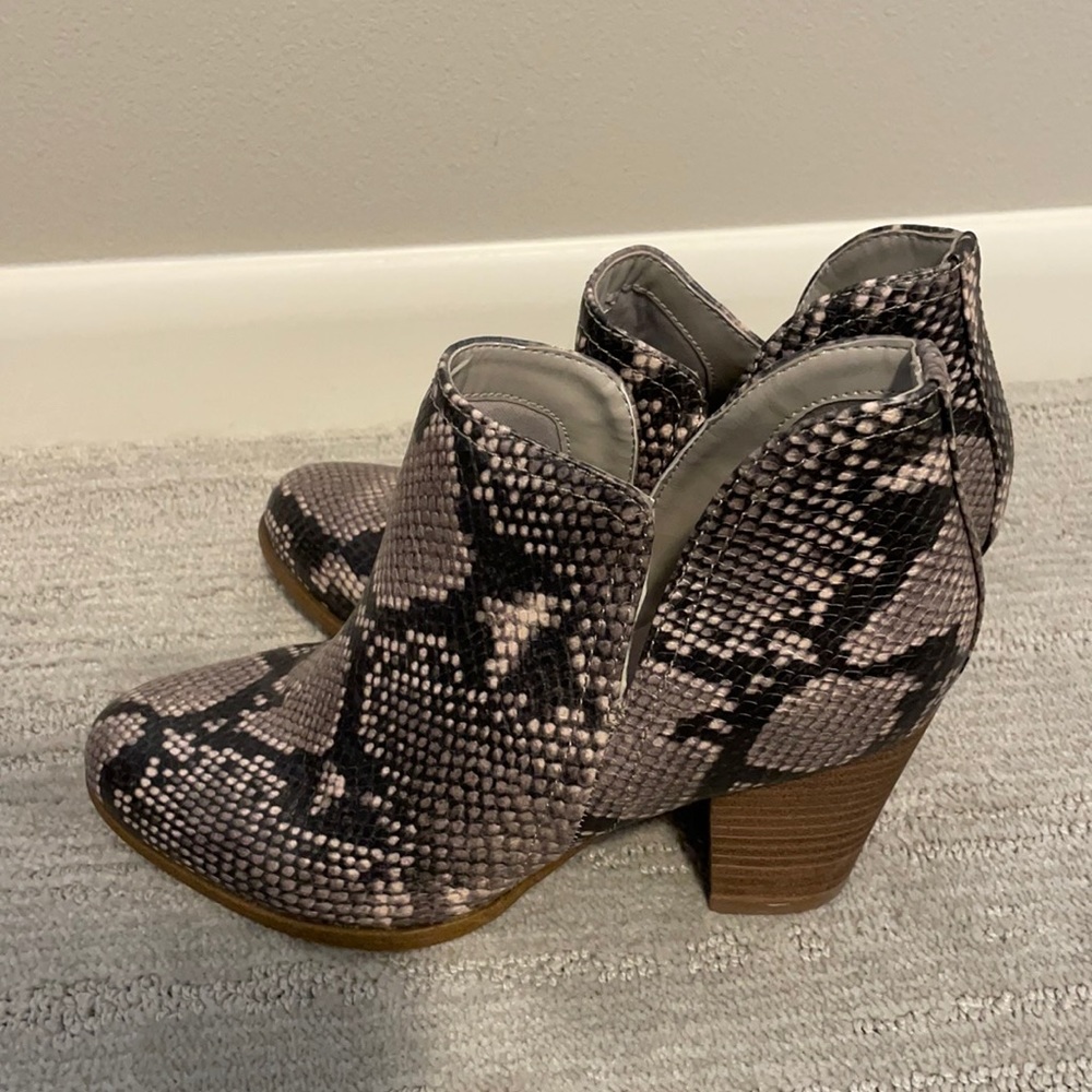 Snake skin ankle booties